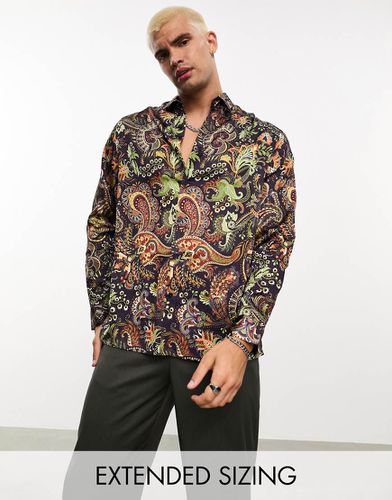 Chemise décontractée en satin à motif cachemire - Asos Design - Modalova