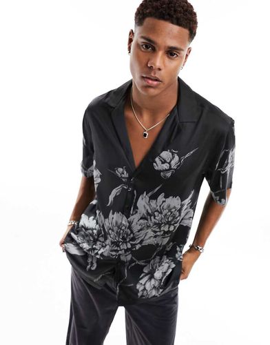 Chemise décontractée en satin imprimé fleuri avec col à revers - Asos Design - Modalova