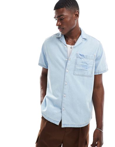 Chemise en jean décontractée avec col à revers - Bleu clair délavé - Asos Design - Modalova