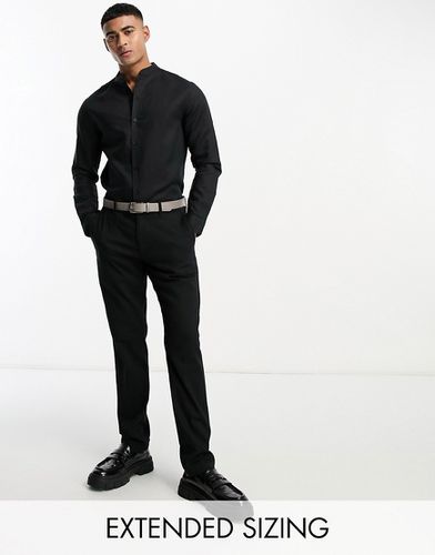 Chemise habillée coupe classique en lin avec col mao - Noir - Asos Design - Modalova