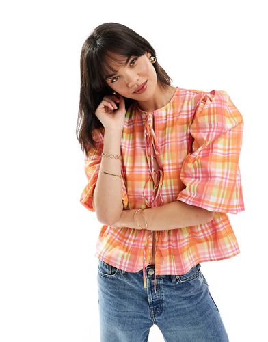 Chemise nouée à carreaux en popeline de coton avec basque - Asos Design - Modalova