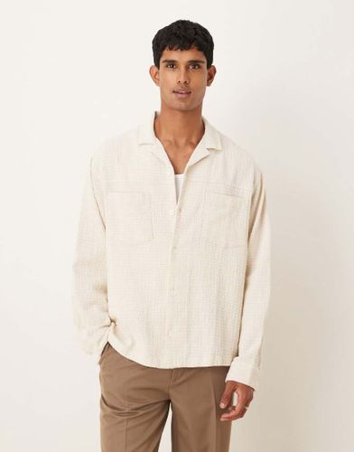 Chemise oversize texture  petits carreaux avec col  revers - Taupe - Asos Design - Modalova