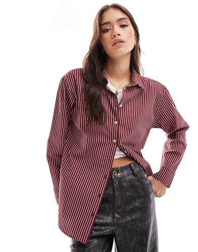 Chemise oversize en popeline rayée - Bordeaux - Asos Design - Modalova