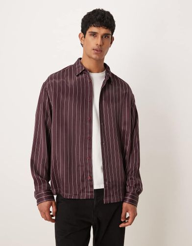 Chemise oversize en satin  rayures - Bordeaux - Asos Design - Modalova