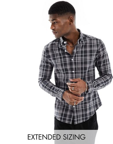 Chemise stretch ajustée à carreaux - et gris à carreaux écossais - Asos Design - Modalova