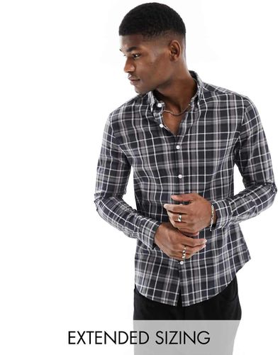 Chemise stretch ajustée à carreaux - et gris à carreaux écossais - Asos Design - Modalova