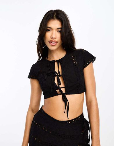 Crop top d'ensemble de plage en broderie anglaise avec détail goutte d'eau - Asos Design - Modalova