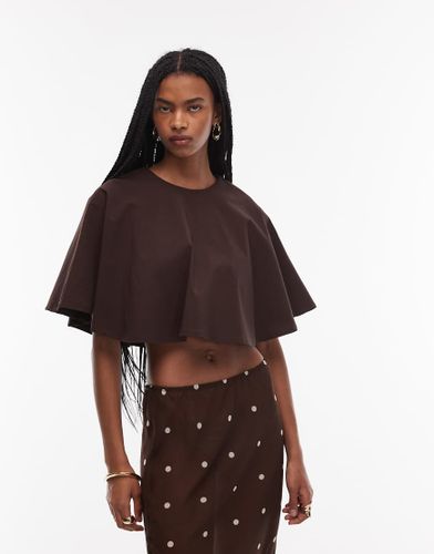 Crop top pur avec superposition cape - Chocolat - Asos Design - Modalova