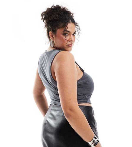 ASOS DESIGN Curve - Crop top près du corps à double épaisseur - Anthracite - Asos Curve - Modalova