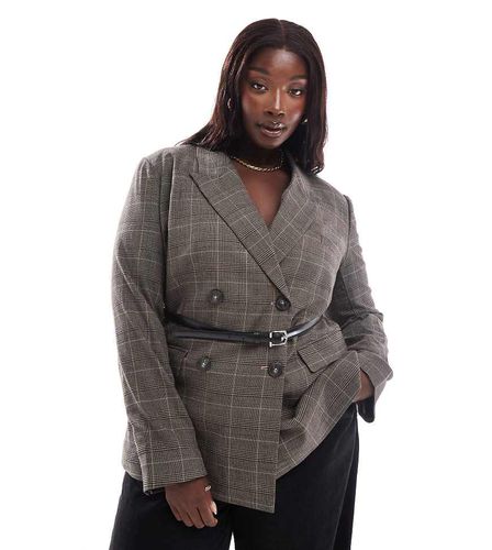 ASOS DESIGN Curve - Blazer à carreaux avec ceinture en similicuir - Asos Curve - Modalova