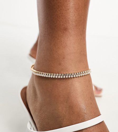 ASOS DESIGN Curve - Lot de 2 bracelets de cheville en chaîne avec fausses perles et cristaux - Asos Curve - Modalova