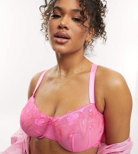 ASOS DESIGN Curve - Nina - Soutien-gorge à balconnet en dentelle fleurie transparente avec bordures en picot - Asos Curve - Modalova