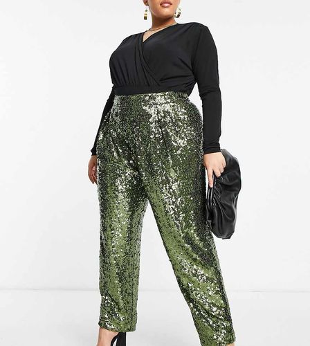 ASOS DESIGN Curve - Pantalon souple à sequins - Kaki - Asos Curve - Modalova