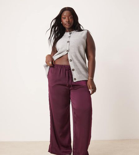 Curve - Pantalon satiné à enfiler - Prune - Asos Design - Modalova