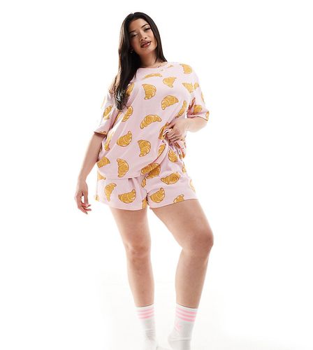 ASOS DESIGN Curve - Pyjama avec t-shirt oversize et short à motif croissants - Asos Curve - Modalova