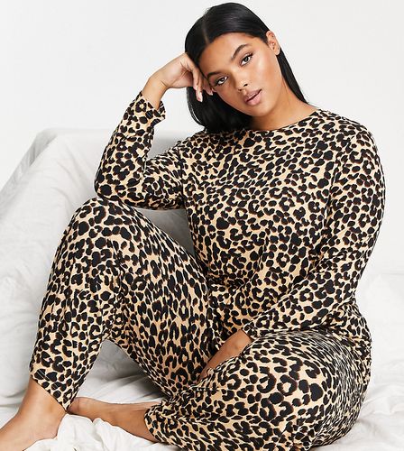 ASOS DESIGN Curve - Pyjama en viscose avec top manches longues et pantalon large à imprimé léopard - Asos Curve - Modalova