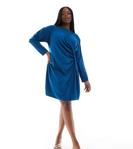 ASOS DESIGN Curve - Robe courte à encolure bateau et détail noué - Bleu marine - Asos Curve - Modalova