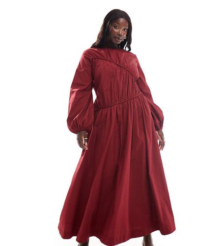 ASOS DESIGN Curve - Robe longue asymétrique à fronces - Bordeaux - Asos Curve - Modalova