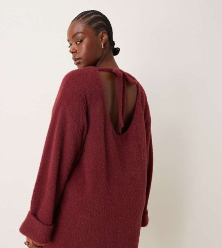 ASOS DESIGN Curve - Robe pull courte et fluide en maille duveteuse ultra douce - Bordeaux - Asos Curve - Modalova