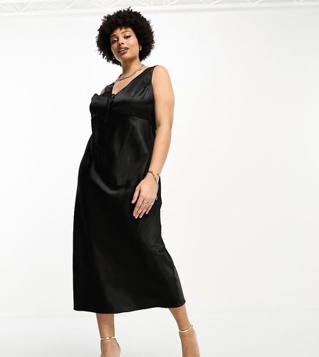 ASOS DESIGN Curve - Robe satinée mi-longue coupée en biais avec détail noué - Asos Curve - Modalova