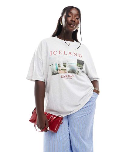 ASOS DESIGN Curve - T-shirt oversize à imprimé Iceland - Glacier chiné - Asos Curve - Modalova