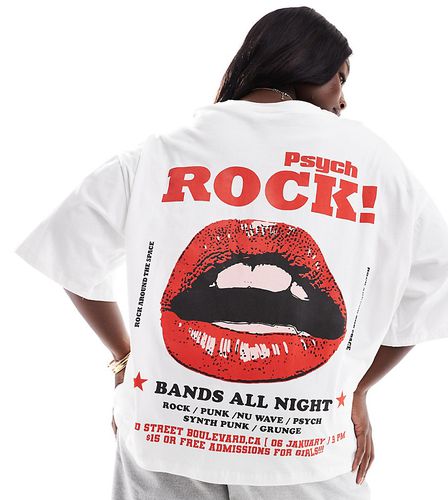ASOS DESIGN Curve - T-shirt oversize à imprimé lèvres Psych Rock - Asos Curve - Modalova