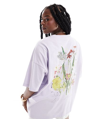 ASOS DESIGN Curve - T-shirt oversize avec imprimé botanique fleuri au dos - Lilas - Asos Curve - Modalova
