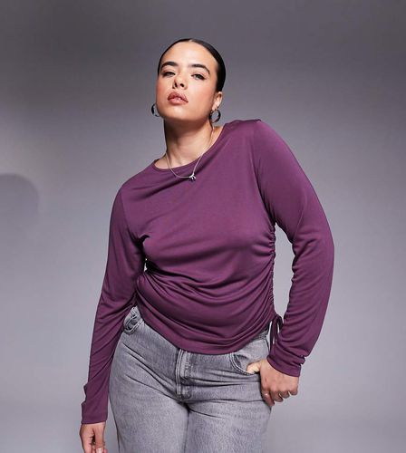 ASOS DESIGN Curve - Top à manches longues et fronces sur les côtés en modal de qualité supérieure - Bordeaux - Asos Curve - Modalova