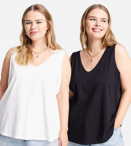 ASOS DESIGN Curve - Ultimate - Lot de 2 débardeurs à encolure dégagée en coton - Économie - MULTI - Asos Curve - Modalova