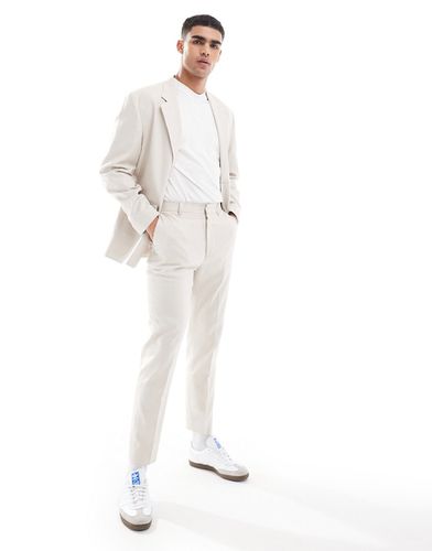 Pantalon fuselé en lin texturé - clair - Asos Design - Modalova