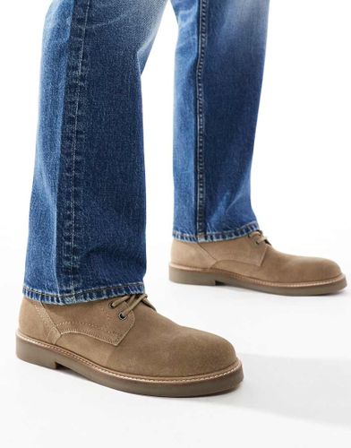 Bottes  lacets en daim avec semelle naturelle - Taupe - Asos Design - Modalova