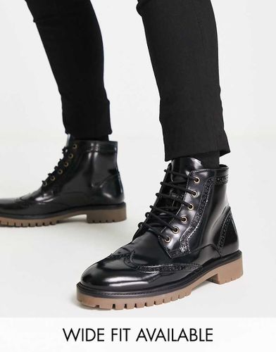 Bottines richelieu en cuir poli avec semelle contrastante - Asos Design - Modalova