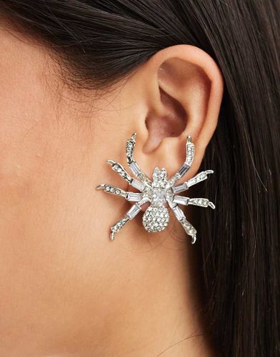 Boucles d'oreilles avec araignée à strass - Gris acier - Asos Design - Modalova