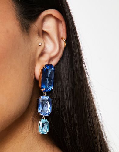 Boucles d'oreilles avec pendants cristaux bleus ton sur ton - Asos Design - Modalova