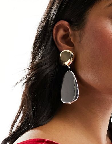 Boucles d'oreilles pendantes en métaux variés effet fondu - Multicolore - Asos Design - Modalova