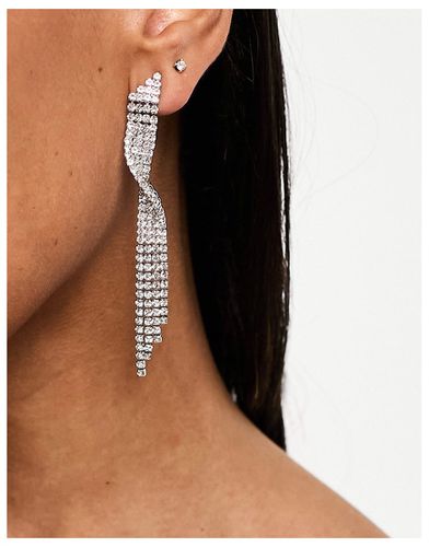Boucles d'oreilles pendantes torsadées à cristaux - Asos Design - Modalova