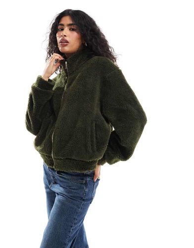 Bomber imitation peau de mouton à col cheminée - olive - Asos Design - Modalova