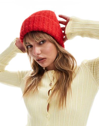 Bonnet épais en maille duveteuse à double revers - Asos Design - Modalova