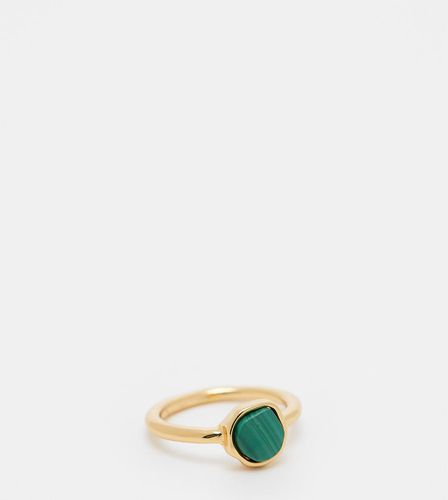 Bague avec pierre style malachite effet fondu en plaqué or 14 carats - Asos Design - Modalova