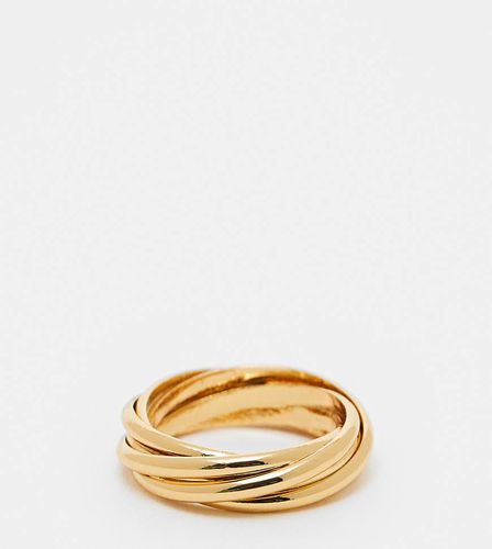 Bague en plaqué or 14 carats avec anneaux tubulaires entrelacés - Asos Design - Modalova