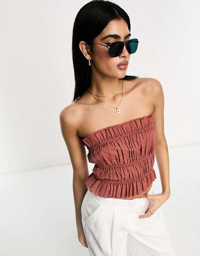 Bandeau en lin froncé - Terracotta - Asos Design - Modalova