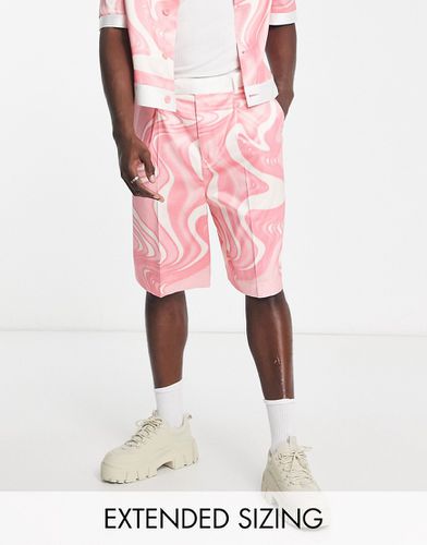 Bermuda d'ensemble habillé à imprimé tourbillons - Rose - Asos Design - Modalova