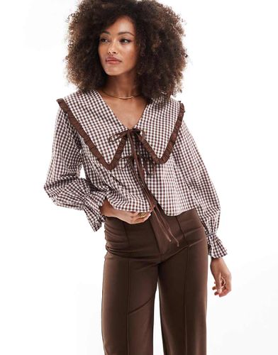 Blouse à col oversize à carreaux vichy - Marron - Asos Design - Modalova