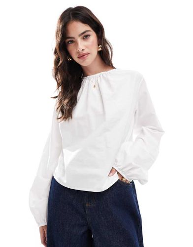 Blouse froncée dans le dos en popeline à manches longues - Asos Design - Modalova