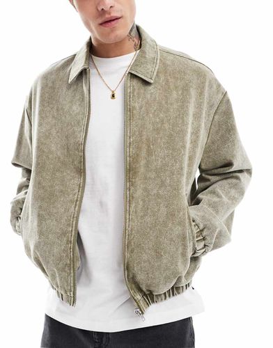 Blouson Harrington oversize effet usé - Kaki - Asos Design - Modalova