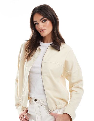 Blouson Harrington à col contrastant - Taupe - Asos Design - Modalova