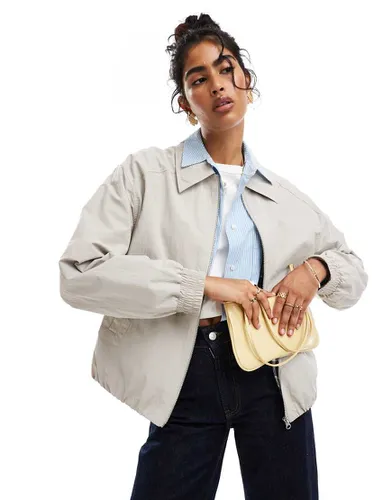 Blouson harrington doublé à carreaux - Taupe - Asos Design - Modalova