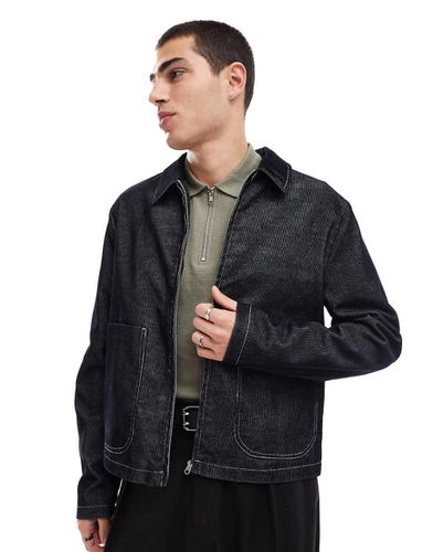 Blouson Harrington en velours côtelé effet délavé avec coutures contrastantes - Asos Design - Modalova