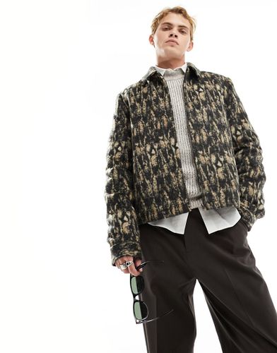 Blouson harrington imitation laine à imprimé léopard - Asos Design - Modalova