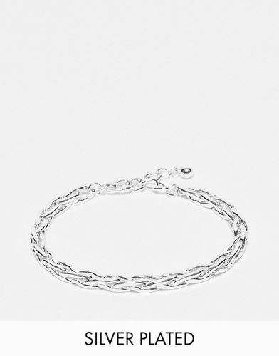 Bracelet chaîne à maillons tressés en plaqué argent - Asos Design - Modalova